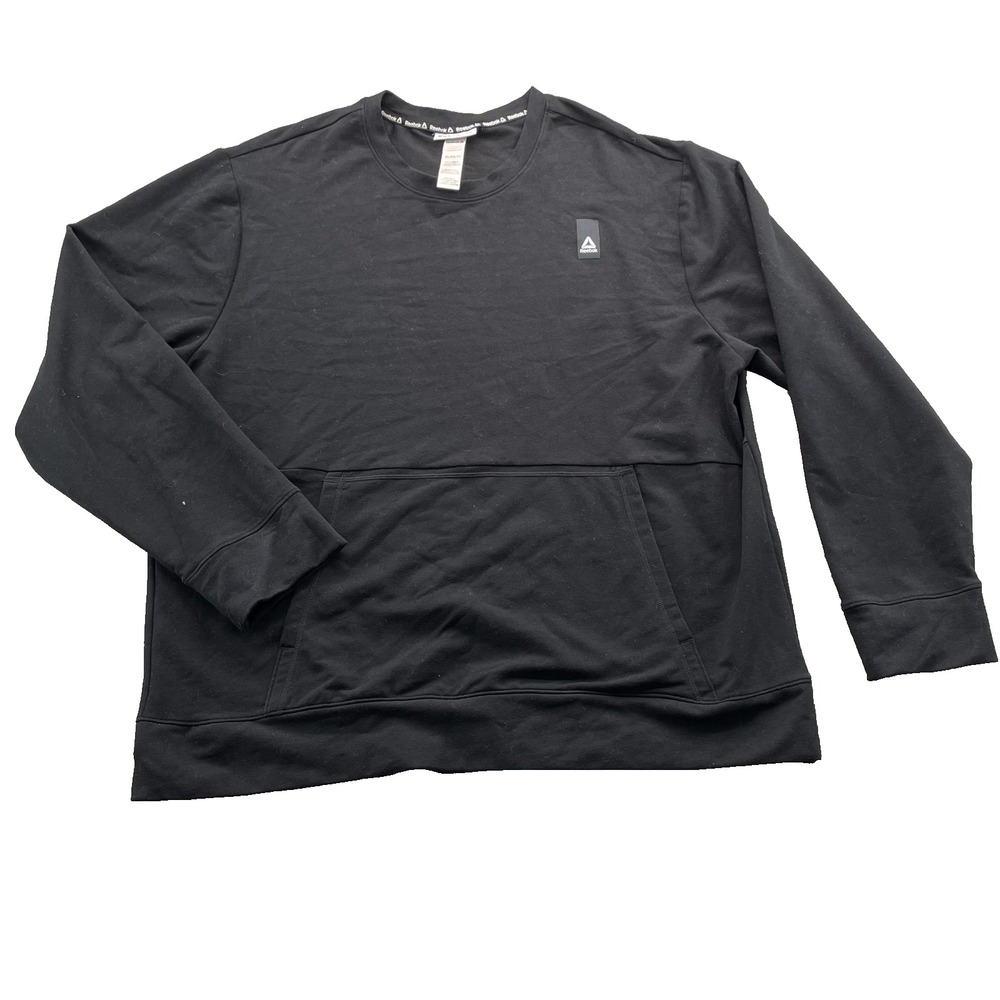 Reebok Sweater Women XL Black Boxy Oversized Sporstwear Academia Casual Academia